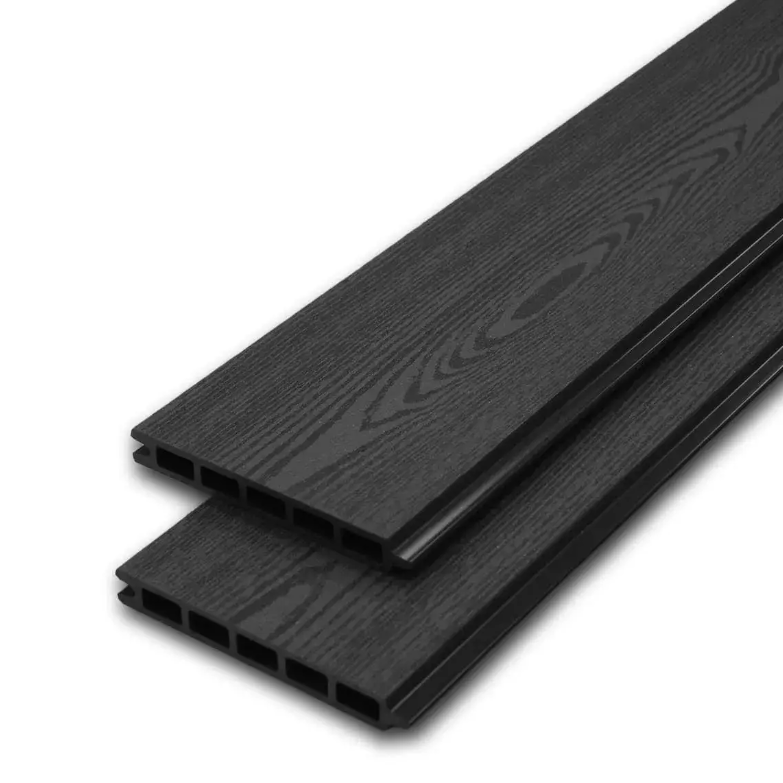Two black Composite Fence Gate Panels Front View.