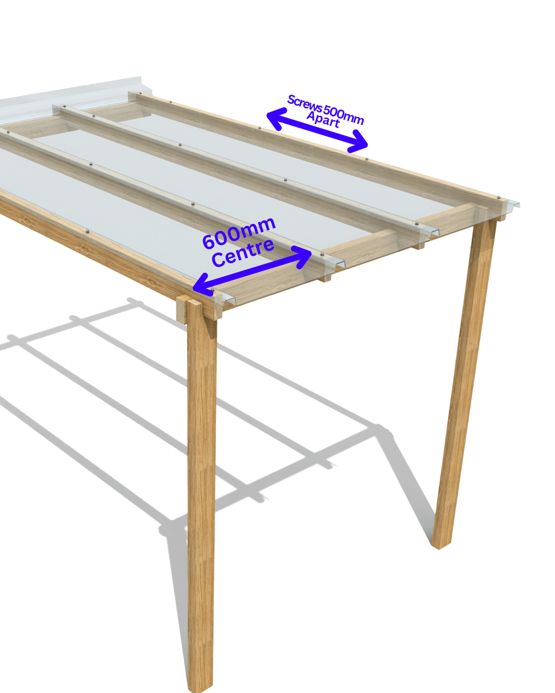 Patio / Lean to / Car port 3mm Polycarbonate Roof Sheeting 5 Metre Length 688mm Wide